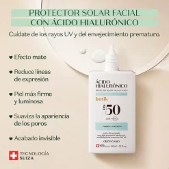 BOTIK PROTECTOR SOLAR FACIAL FPS 80 ACIDO HIALURONICO 40ml