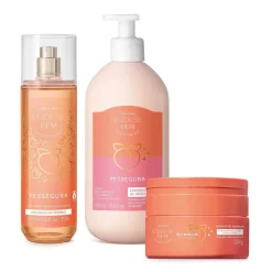 Combo Cuide-se Bem Pessego: Locion Corporal 400ml + Body Splash 200ml + Máscara de Hidratacion 200g
