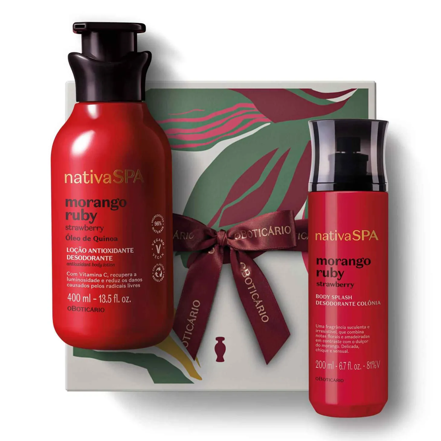 Combo Npsa Locion Hidratante 400Ml + Body Splah 200Ml Morango E Ruby