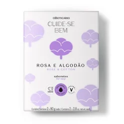 Jabón en barra rosa & algodón 2x80 Cuide-se bem