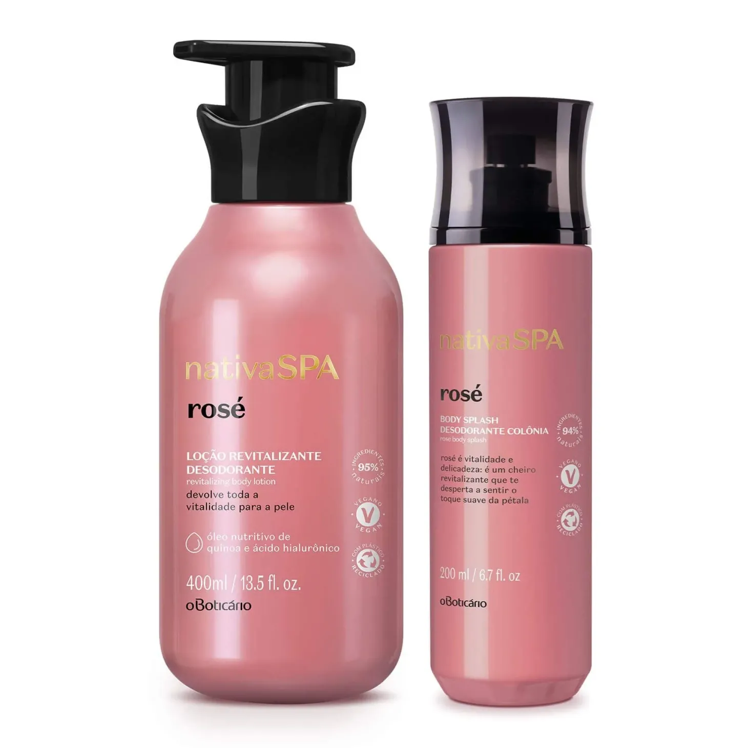 Kit de cuidado corporal loción corporal rose + body splash rose. Nativa Spa
