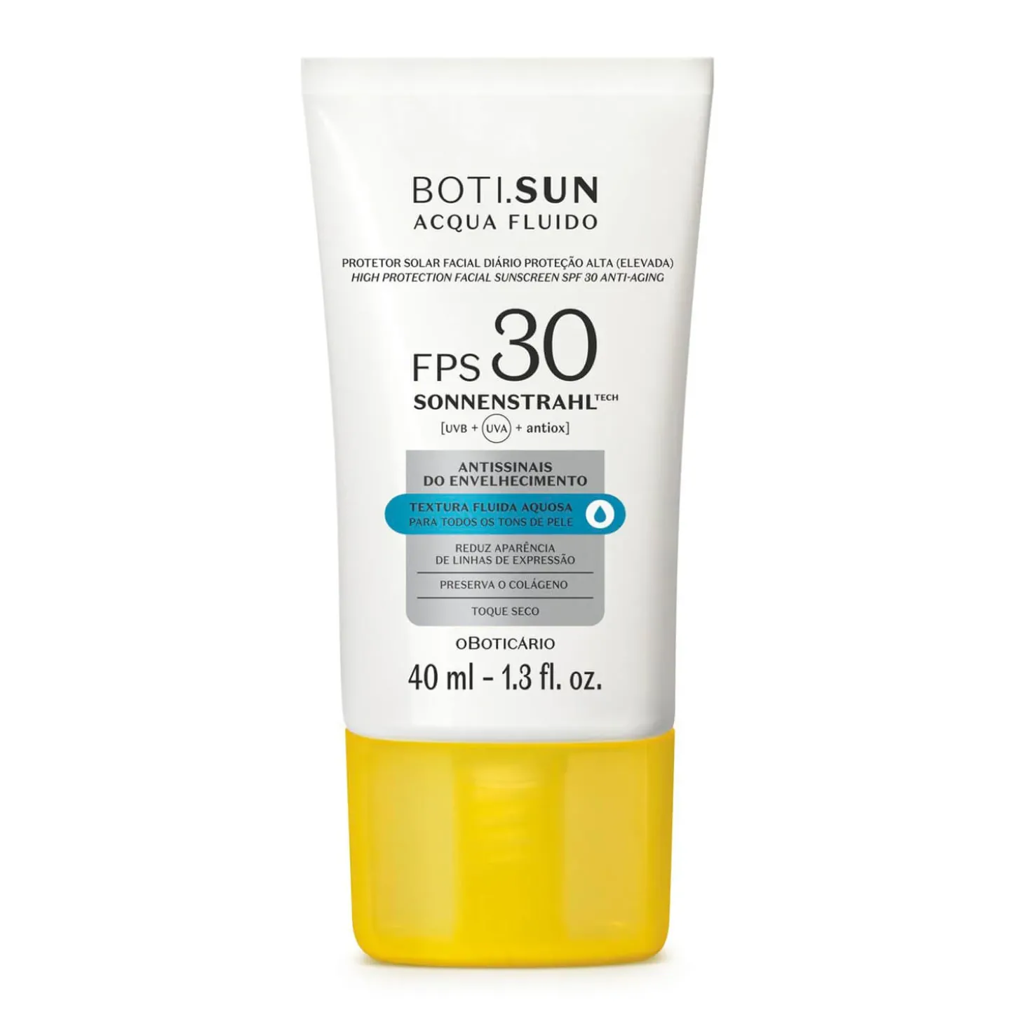 Protector solar facial diario antiseñales fps 30 40ml botisun acqua fluido